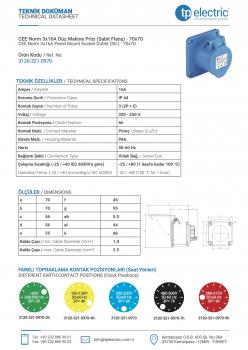 Preview: CEE Anbausteckdose 3P 16A 6H IP44 (70mm)